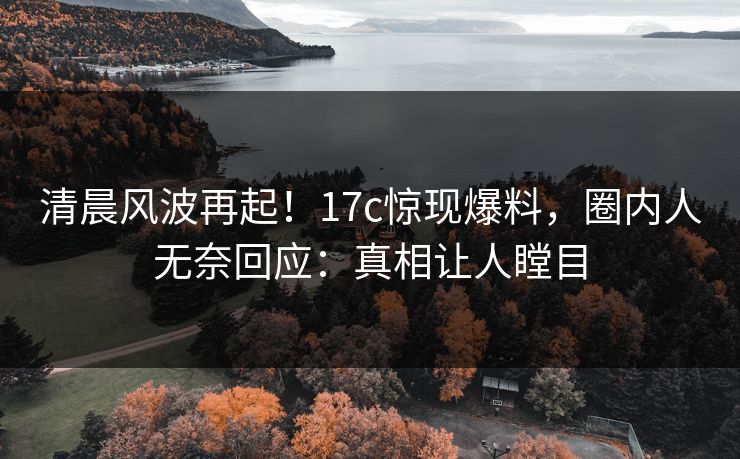 清晨风波再起！17c惊现爆料，圈内人无奈回应：真相让人瞠目