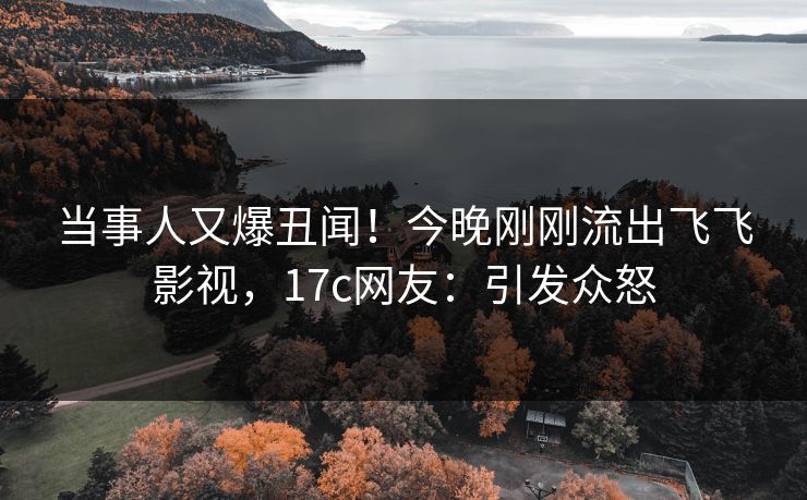 当事人又爆丑闻！今晚刚刚流出飞飞影视，17c网友：引发众怒